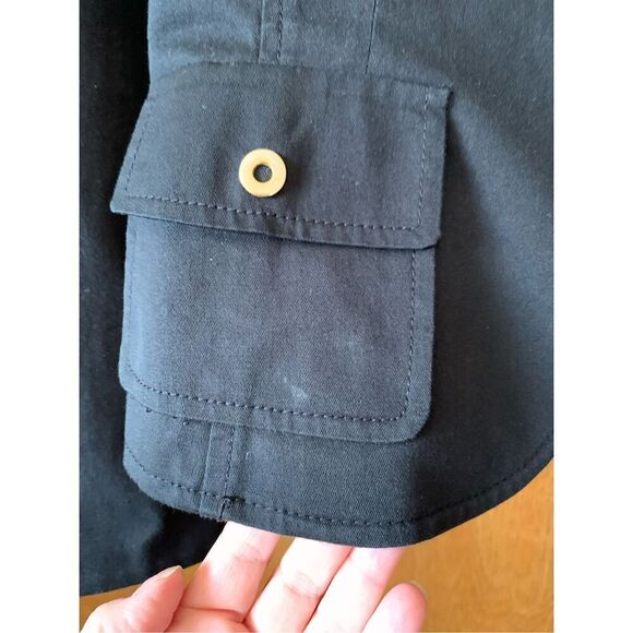 Luisa Spagnoli Signature Cotton‎ Blend Snap Blazer Black Size 44/S - Picture 6 of 12